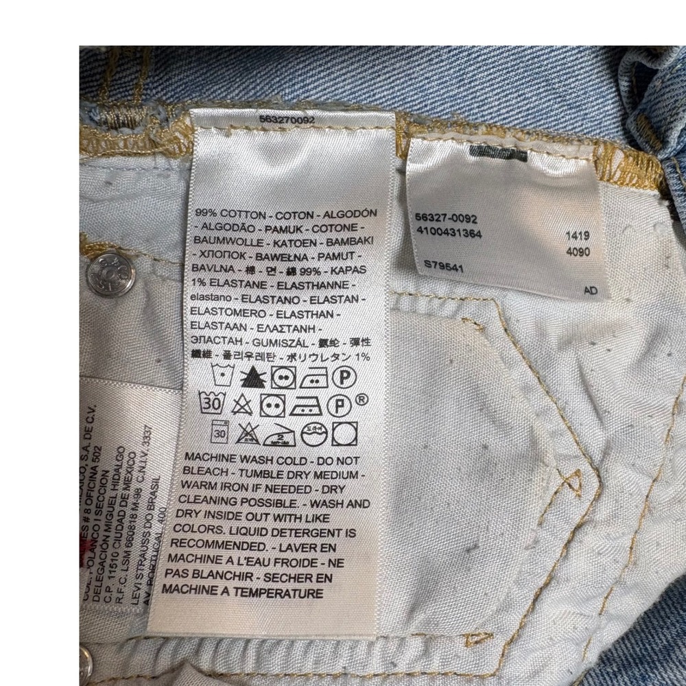 Levi's 501 Denim High Rise Cutoff Shorts All Over Logo Print Frayed Hem Size 29 - Picture 10 of 10